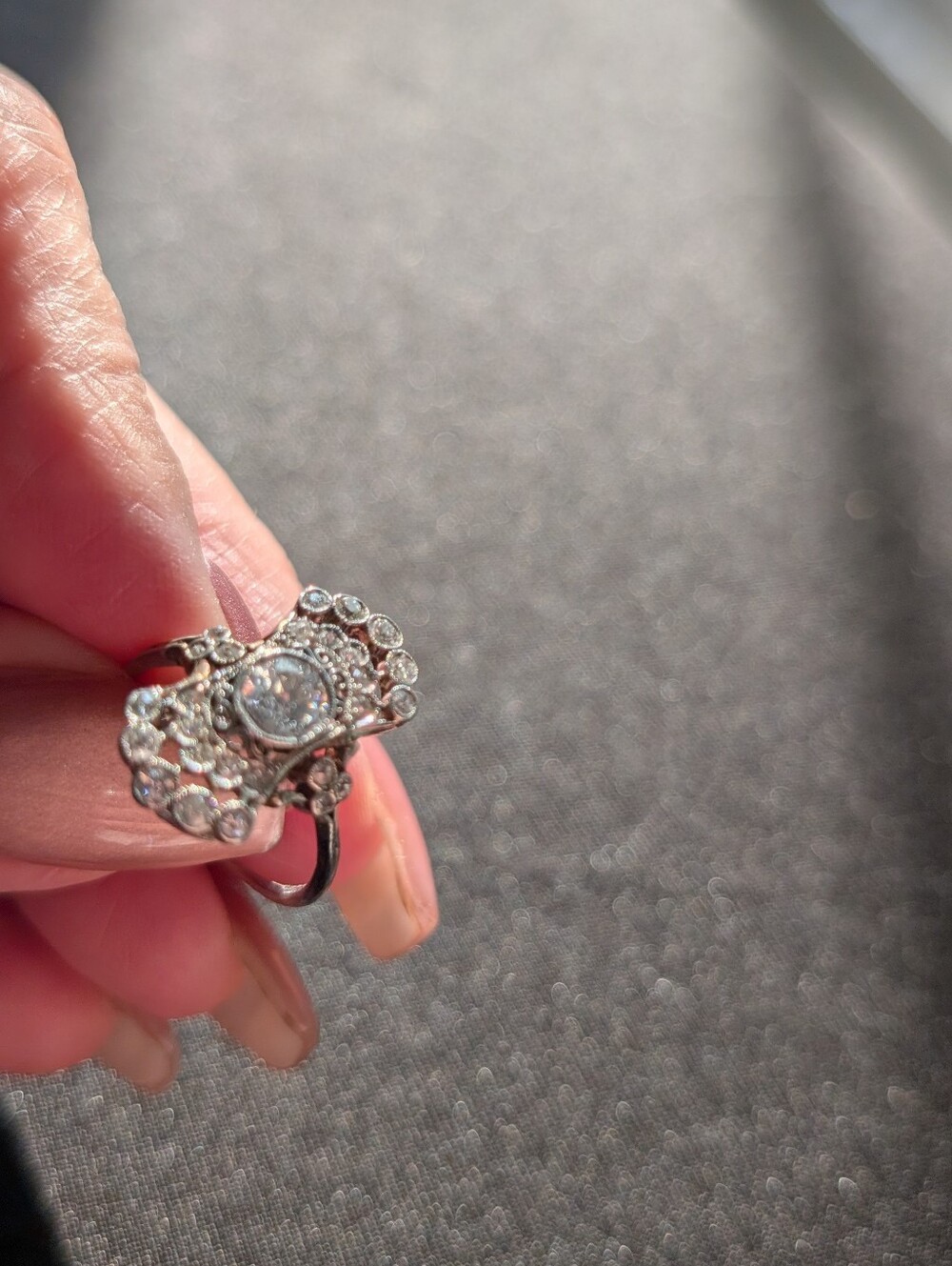 Antique Diamond Platinum Ring Size 6 - Picture 3 of 11